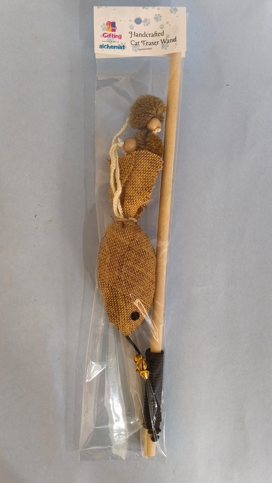 Handcrafted cat teaser wand